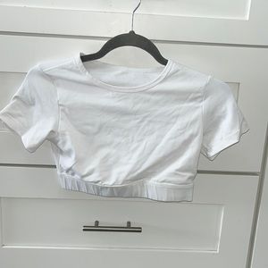 White NVGTN backless crop top